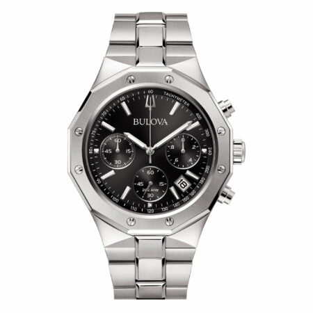 Bulova Orologio Cronografo Uomo 96B409 – Quarzo, Cinturino In Acciaio, Quadrante Verde, Diametro 44mm, 10 Bar